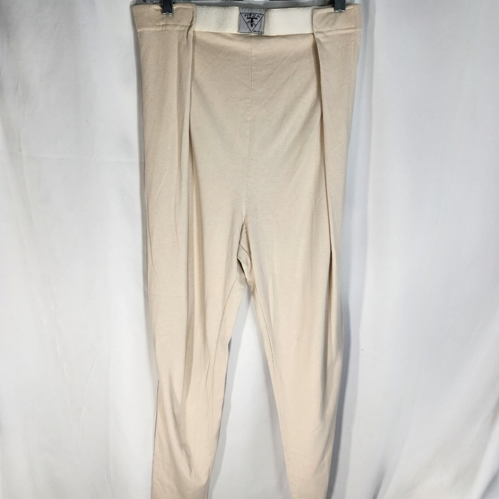 Fit 2 A T Beige Adjustable Hook and Loop Closure Elastic Waist Pants Size Medium